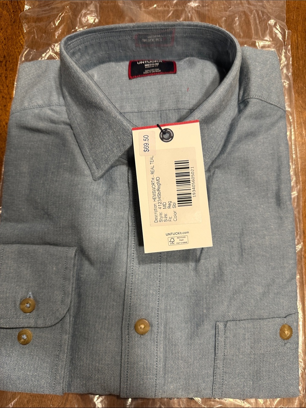 UNTUCKit Men's Heather Hensworth  Light Blue Button-Down Shirt